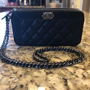 Chanel Boy Double Zip Wallet on Chain